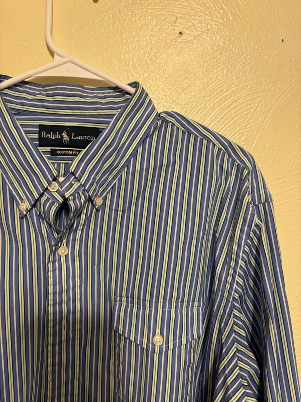 Ralph Lauren Custom Fit Blue Striped Button Down Shirt XL - Picture 6 of 8